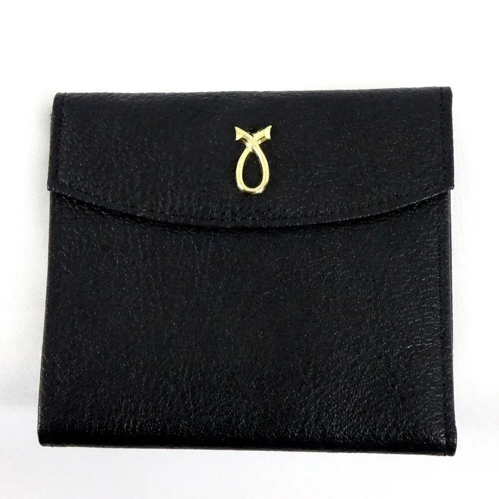 Vintage St Thomas Wallet Black Pebbled Leather Genuine Cowhide Womens Billfold G